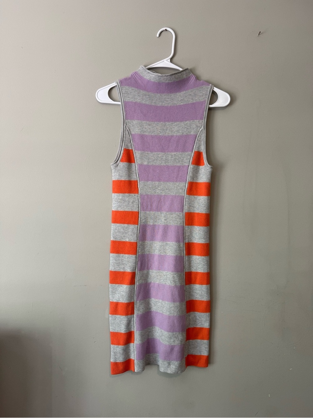 Daily Practice Sleeveless Striped Knit Midi Dress - Lavender, Orange & Gray